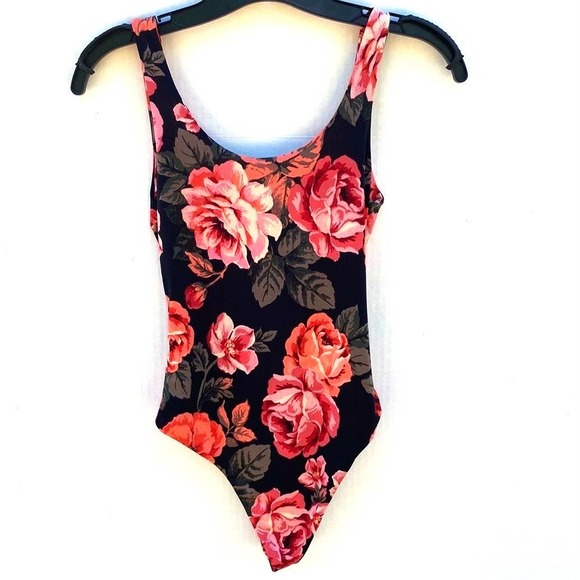Lorette Tops - Lorette Womens size small black floral print sleeveless bodysuit